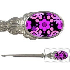 Flowers Pearl And Donuts Lilac Blush Pink Magenta Black  Letter Opener by Mazipoodles