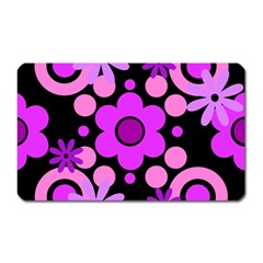 Flowers Pearl And Donuts Lilac Blush Pink Magenta Black  Magnet (rectangular) by Mazipoodles