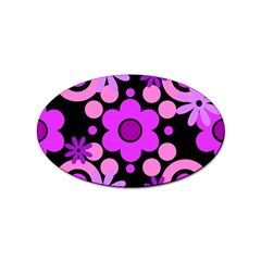 Flowers Pearl And Donuts Lilac Blush Pink Magenta Black  Sticker Oval (100 Pack) by Mazipoodles