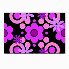 Flowers Pearl And Donuts Lilac Blush Pink Magenta Black  Postcard 4 x 6  (pkg Of 10) by Mazipoodles