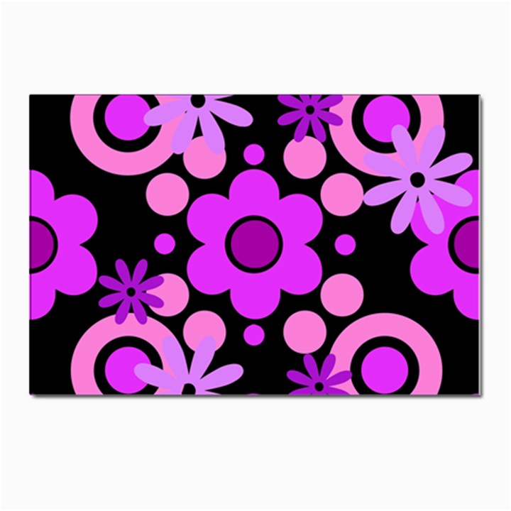 Flowers Pearl And Donuts Lilac Blush Pink Magenta Black  Postcards 5  x 7  (Pkg of 10)