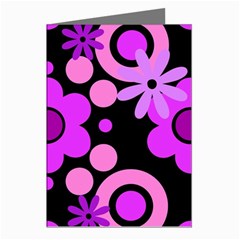 Flowers Pearl And Donuts Lilac Blush Pink Magenta Black  Greeting Cards (pkg Of 8) by Mazipoodles