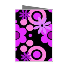 Flowers Pearl And Donuts Lilac Blush Pink Magenta Black  Mini Greeting Cards (pkg Of 8) by Mazipoodles