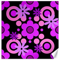 Flowers Pearl And Donuts Lilac Blush Pink Magenta Black  Canvas 16  X 16  by Mazipoodles