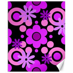 Flowers Pearl And Donuts Lilac Blush Pink Magenta Black  Canvas 11  X 14  by Mazipoodles