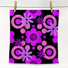 Flowers Pearl And Donuts Lilac Blush Pink Magenta Black  Face Towel by Mazipoodles