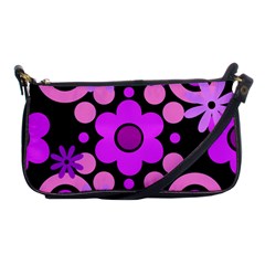 Flowers Pearl And Donuts Lilac Blush Pink Magenta Black  Shoulder Clutch Bag by Mazipoodles