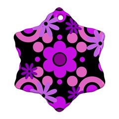 Flowers Pearl And Donuts Lilac Blush Pink Magenta Black  Ornament (snowflake) by Mazipoodles