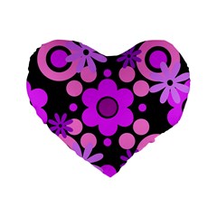 Flowers Pearl And Donuts Lilac Blush Pink Magenta Black  Standard 16  Premium Heart Shape Cushions by Mazipoodles