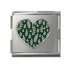 Leaves Foliage Plants Pattern Mega Link Heart Italian Charm (18mm)