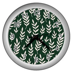 Leaves Foliage Plants Pattern Wall Clock (silver) by Ravend