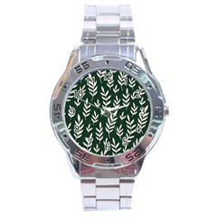 Leaves Foliage Plants Pattern Stainless Steel Analogue Watch by Ravend