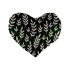 Leaves Foliage Plants Pattern Standard 16  Premium Heart Shape Cushions by Ravend