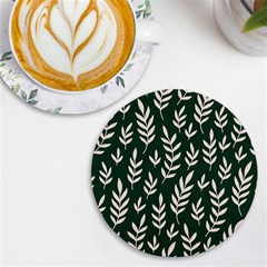 Leaves Foliage Plants Pattern Uv Print Round Tile Coaster by Ravend