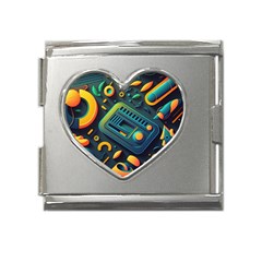 Abstract Pattern Background Mega Link Heart Italian Charm (18mm) by Ravend