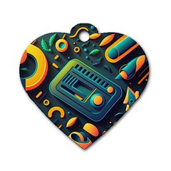 Abstract Pattern Background Dog Tag Heart (one Side) by Ravend