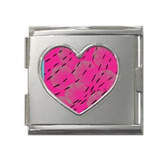 Background Pattern Texture Design Mega Link Heart Italian Charm (18mm)