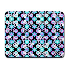 Bitesize Flowers Pearls And Donuts Bubblegum Blue Purple White Small Mousepad by Mazipoodles