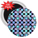 Bitesize Flowers Pearls And Donuts Bubblegum Blue Purple White 3  Magnets (100 pack) Front