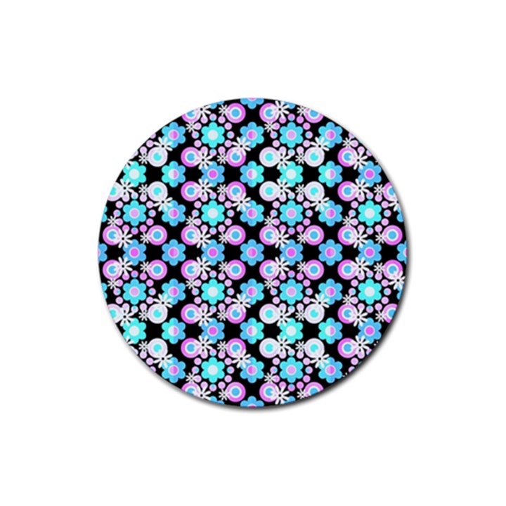 Bitesize Flowers Pearls And Donuts Bubblegum Blue Purple White Rubber Coaster (Round)