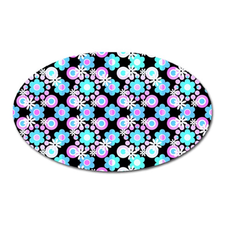 Bitesize Flowers Pearls And Donuts Bubblegum Blue Purple White Oval Magnet