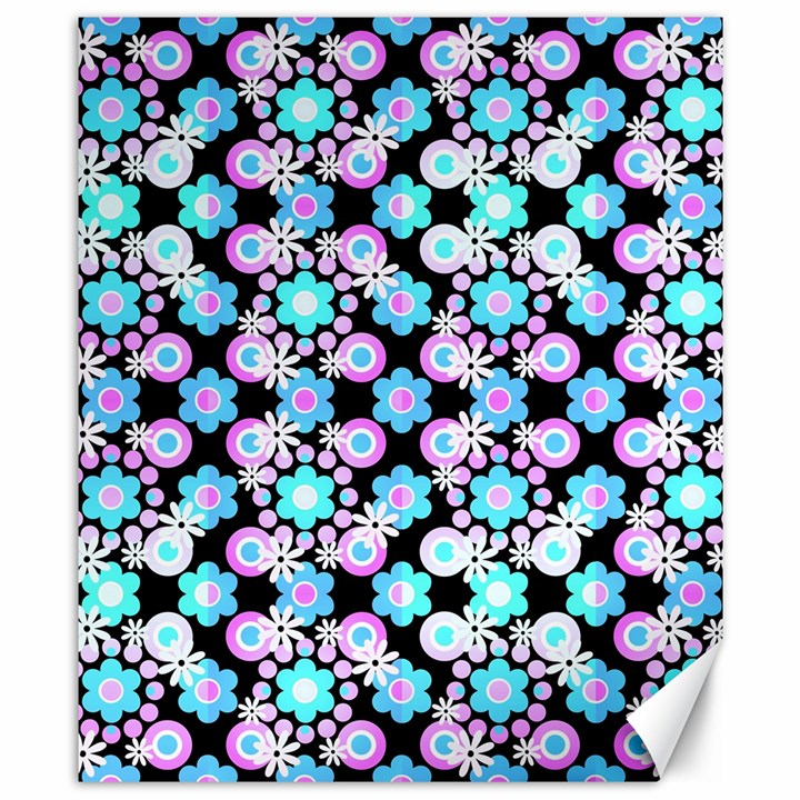 Bitesize Flowers Pearls And Donuts Bubblegum Blue Purple White Canvas 8  x 10 