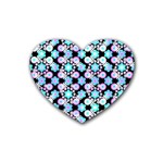 Bitesize Flowers Pearls And Donuts Bubblegum Blue Purple White Rubber Heart Coaster (4 pack) Front