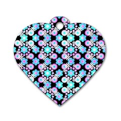 Bitesize Flowers Pearls And Donuts Bubblegum Blue Purple White Dog Tag Heart (one Side) by Mazipoodles