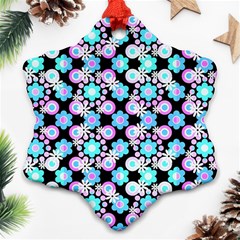 Bitesize Flowers Pearls And Donuts Bubblegum Blue Purple White Ornament (snowflake) by Mazipoodles