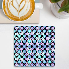 Bitesize Flowers Pearls And Donuts Bubblegum Blue Purple White Uv Print Square Tile Coaster  by Mazipoodles