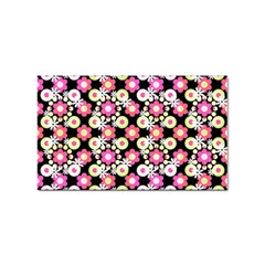 Bitesize Flowers Pearls And Donuts Strawberry Lemon Lime Sherbet Black Sticker (rectangular) by Mazipoodles