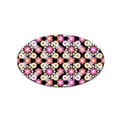 Bitesize Flowers Pearls And Donuts Strawberry Lemon Lime Sherbet Black Sticker Oval (100 Pack) by Mazipoodles