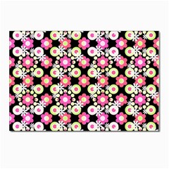 Bitesize Flowers Pearls And Donuts Strawberry Lemon Lime Sherbet Black Postcard 4 x 6  (pkg Of 10) by Mazipoodles