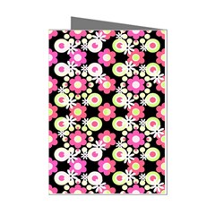 Bitesize Flowers Pearls And Donuts Strawberry Lemon Lime Sherbet Black Mini Greeting Cards (pkg Of 8) by Mazipoodles