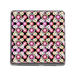 Bitesize Flowers Pearls And Donuts Strawberry Lemon Lime Sherbet Black Memory Card Reader (square 5 Slot) by Mazipoodles