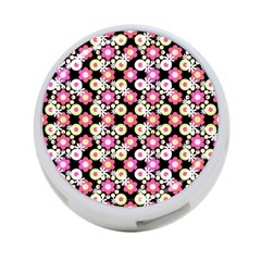 Bitesize Flowers Pearls And Donuts Strawberry Lemon Lime Sherbet Black 4-port Usb Hub (two Sides) by Mazipoodles