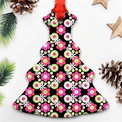 Bitesize Flowers Pearls And Donuts Strawberry Lemon Lime Sherbet Black Ornament (christmas Tree)  by Mazipoodles