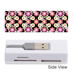 Bitesize Flowers Pearls And Donuts Strawberry Lemon Lime Sherbet Black Memory Card Reader (stick) by Mazipoodles