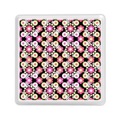 Bitesize Flowers Pearls And Donuts Strawberry Lemon Lime Sherbet Black Memory Card Reader (square) by Mazipoodles