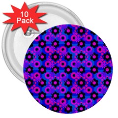 Bitesize Flowers Pearls And Donuts Strawberry Raspberry Blueberry Black 3  Buttons (10 Pack)  by Mazipoodles