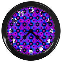 Bitesize Flowers Pearls And Donuts Strawberry Raspberry Blueberry Black Wall Clock (black) by Mazipoodles