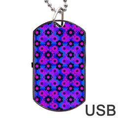 Bitesize Flowers Pearls And Donuts Strawberry Raspberry Blueberry Black Dog Tag Usb Flash (two Sides) by Mazipoodles