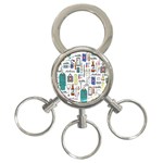 Medical Biology Detail Medicine Psychedelic Science Abstract Abstraction Chemistry Genetics Art Patt 3-Ring Key Chain Front