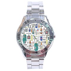 Medical Biology Detail Medicine Psychedelic Science Abstract Abstraction Chemistry Genetics Art Patt Stainless Steel Analogue Watch by Jancukart