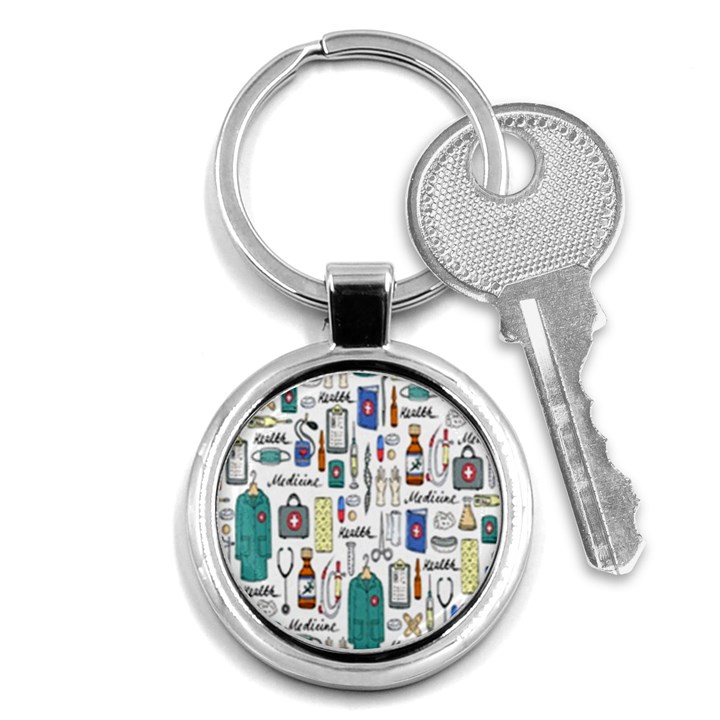 Medical Biology Detail Medicine Psychedelic Science Abstract Abstraction Chemistry Genetics Art Patt Key Chain (Round)