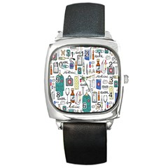 Medical Biology Detail Medicine Psychedelic Science Abstract Abstraction Chemistry Genetics Art Patt Square Metal Watch