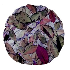 Leaves  Large 18  Premium Flano Round Cushions by DinkovaArt