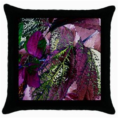 Leaves 21 Throw Pillow Case (black) by DinkovaArt