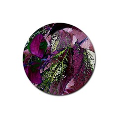 Leaves 21 Rubber Coaster (round) by DinkovaArt