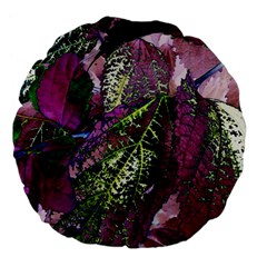 Leaves 21 Large 18  Premium Flano Round Cushions by DinkovaArt